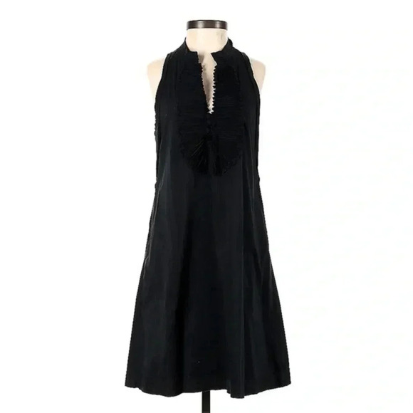 BCBGMAXAZRIA | Black Sleeveless Razorback V-Neck Ruched Ruffle Collar Size XS - Picture 1 of 6